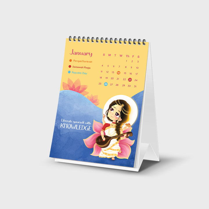 Illustrated Table Top Calendar 2026
