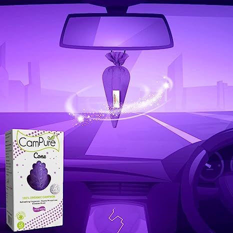 Mangalam CamPure Camphor Cone (Lavender) Pack Of 2 - Room, Car and Air Freshener & Mosquito Repellent