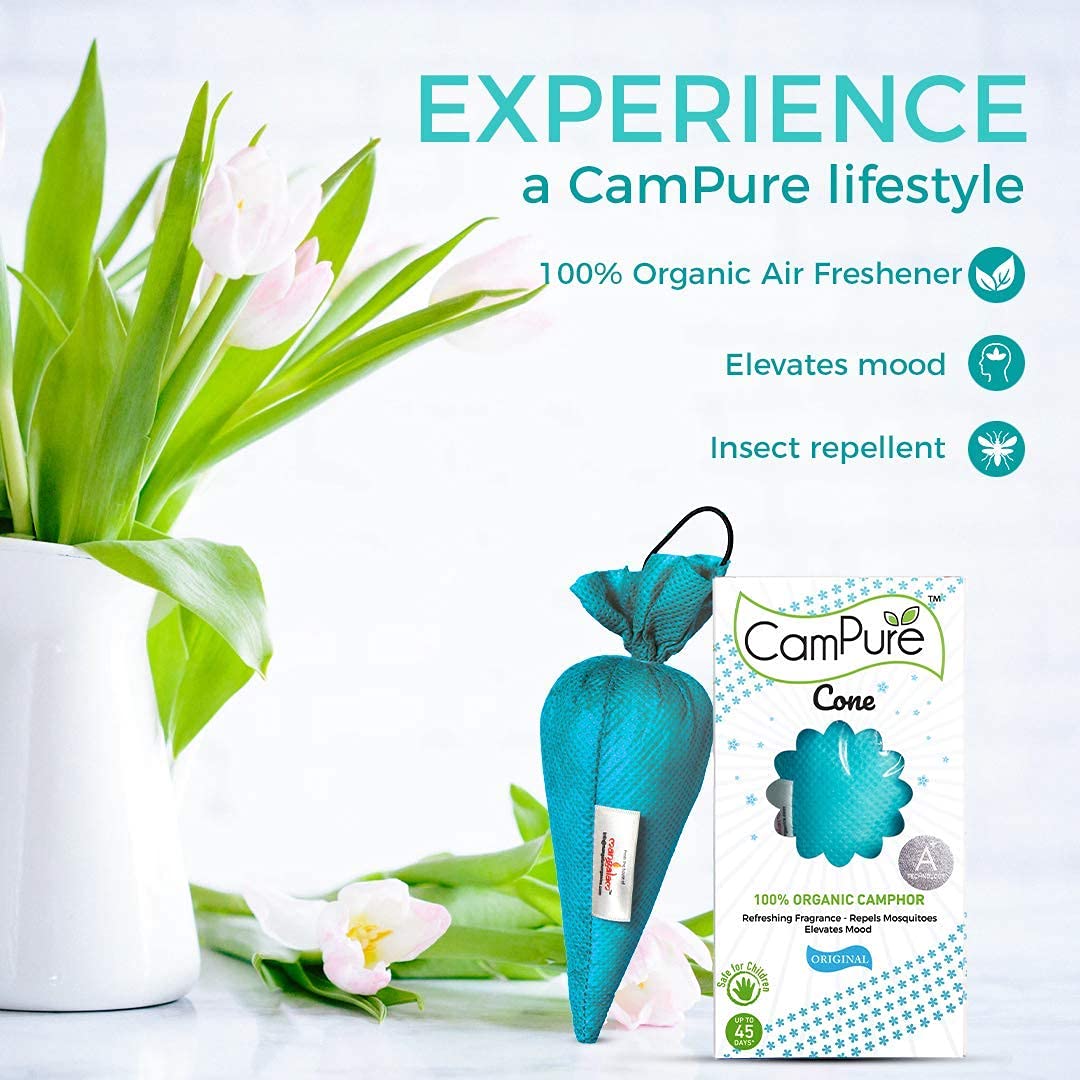 Mangalam CamPure Camphor Cone (Combo) Pack Of 5 - Room, Car and Air Freshener & Mosquito Repellent