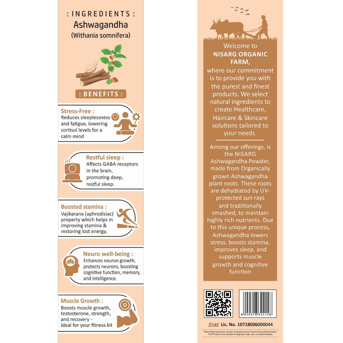 Organic Ashwagandha Root Powder (Churna) 100g | Nisarg Organic Farm