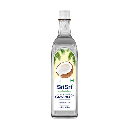 Coconut Oil - 100% Pure And Unrefined Cold Pressed Oil 900ml | Sri Sri Tattva