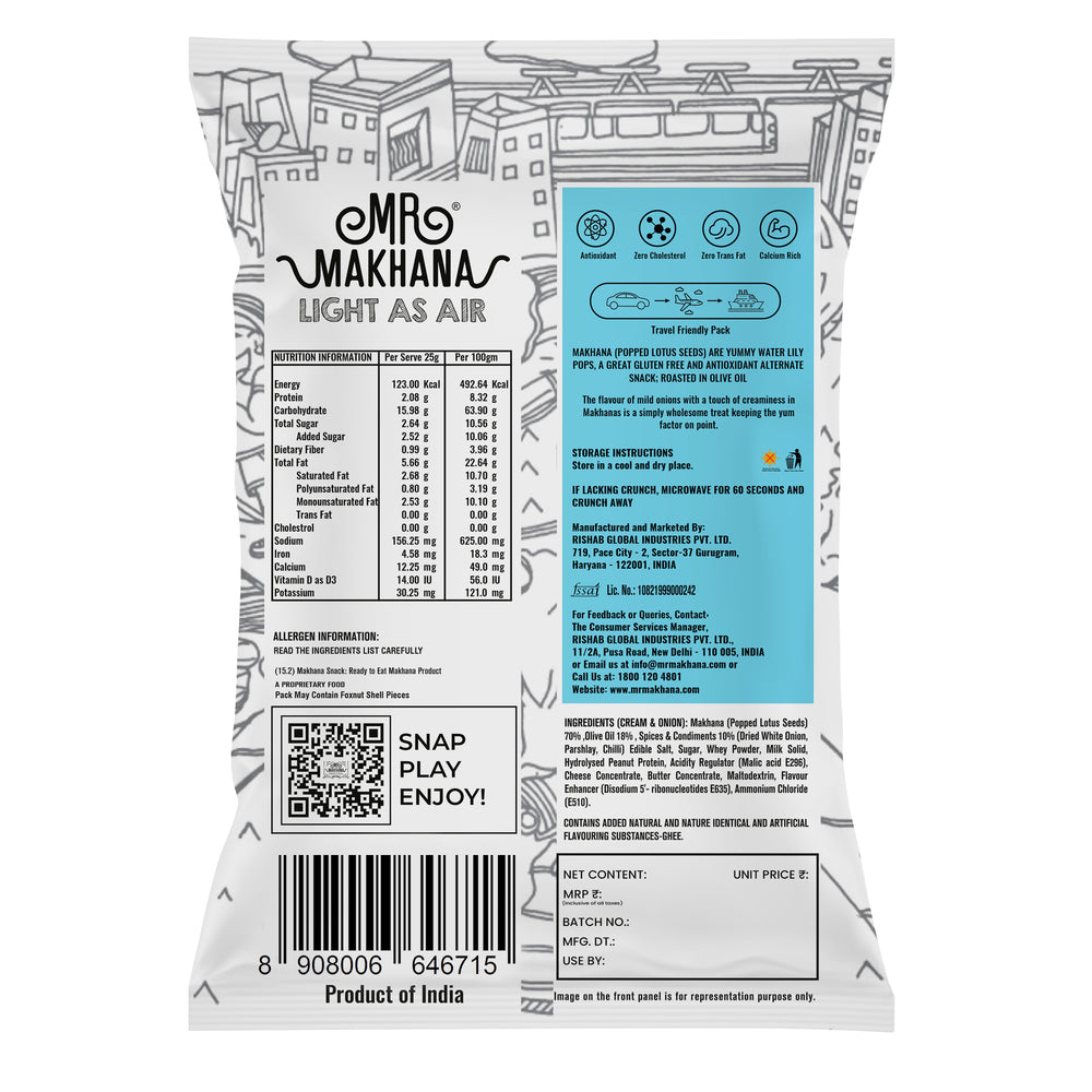 Makhana Cream & Onion 65g | Mr Makhana