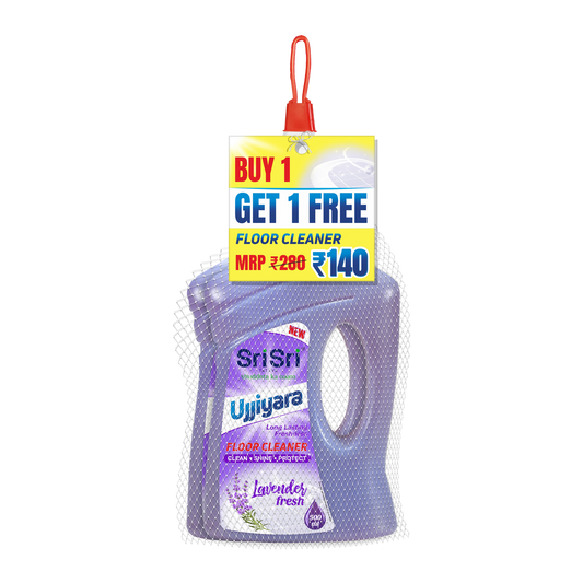 Ujjiyara Floor Cleaner Lavender Fresh - Long Lasting Freshness, 500 ml (Buy 1 Get 1) | Sri Sri Tattva