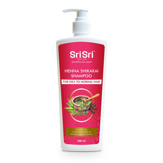 Henna Shikakai Shampoo - For Silky Smooth & Conditioned Hair (Buy 1 Get 1 Free), 500ml | Sri Sri Tattva