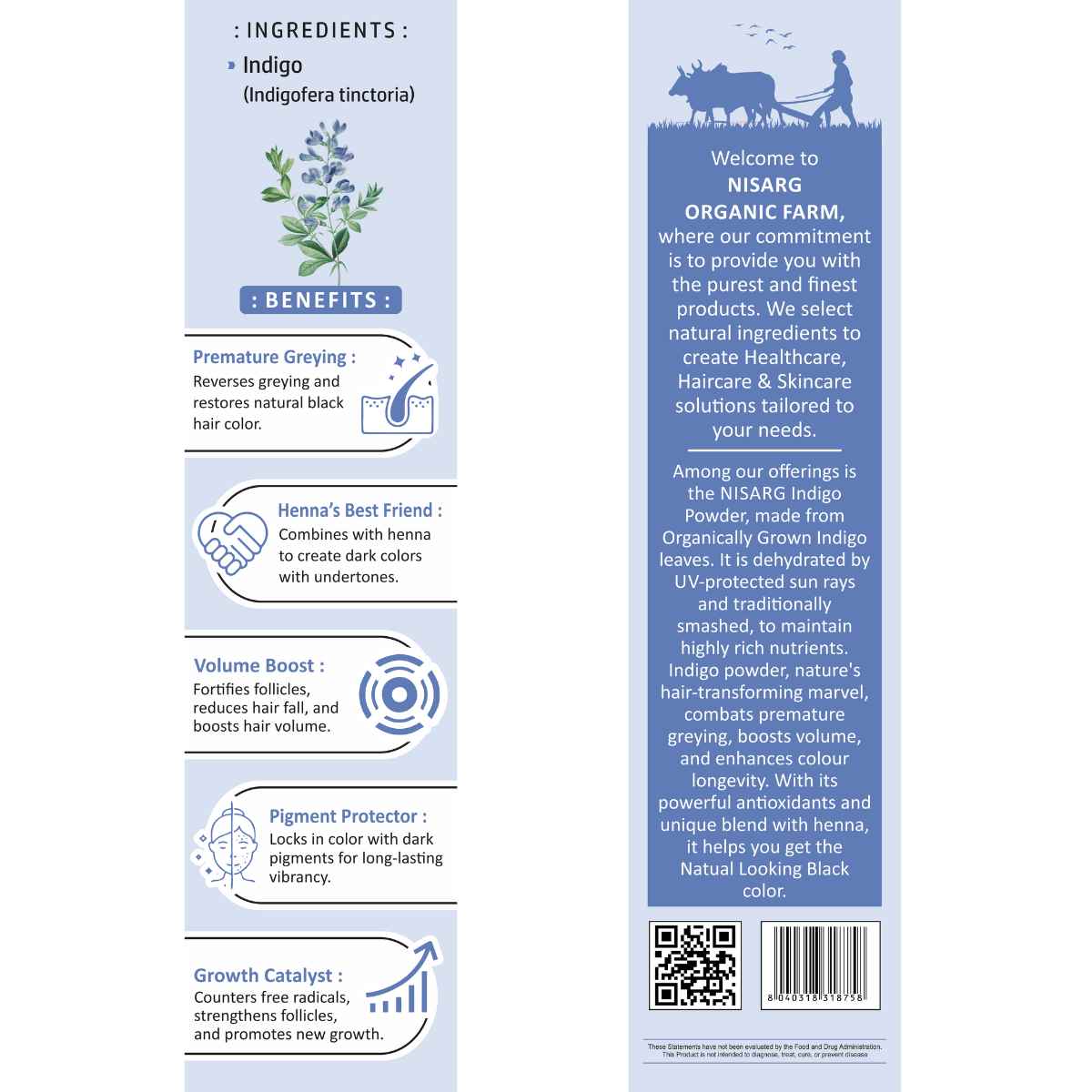 Natural Indigo Powder | Organic Indigo Leaf Powder 100g | Nisarg Organic Farm