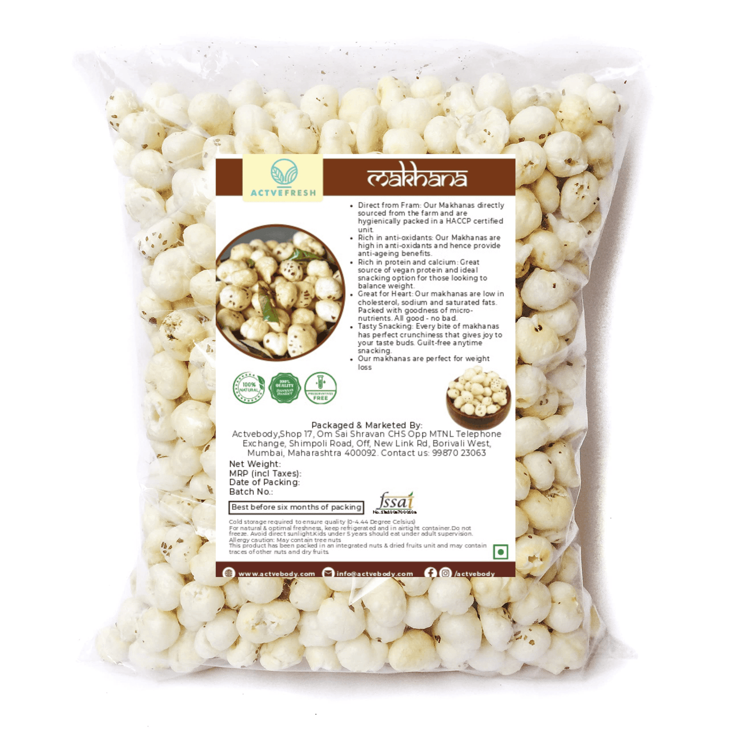 Makhana 100gm | Actvefresh BUY 2 GET 1 FREE