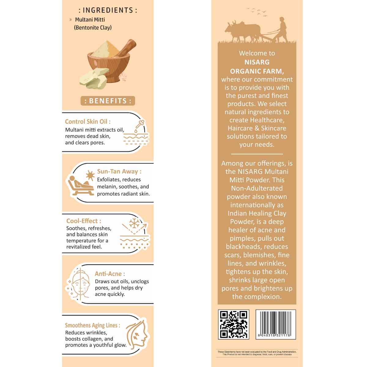 Multani Mitti Powder | 100% Pure 100g | Nisarg Organic Farm