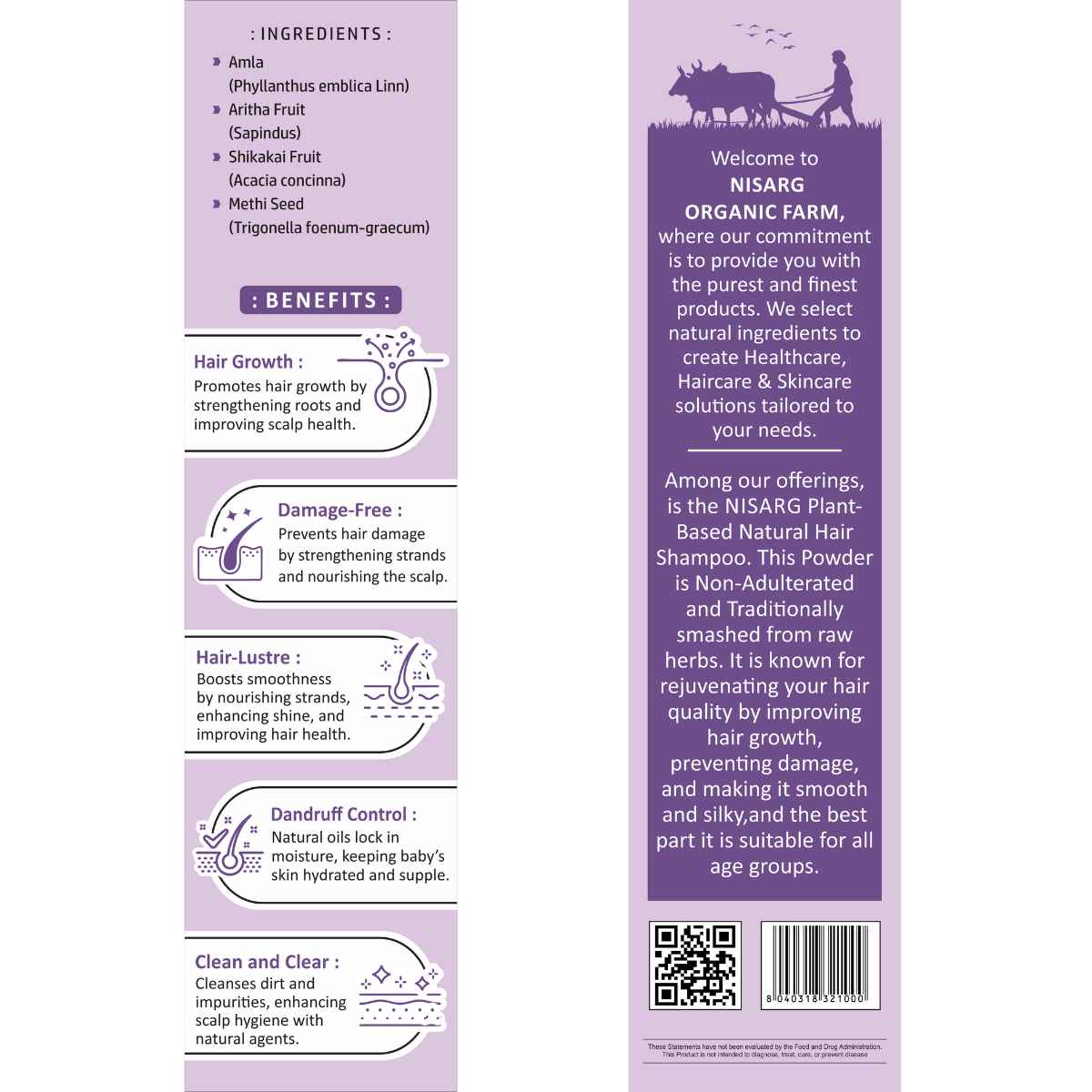 Natural Hair Shampoo Powder | Herbal Hair Wash Powder 100g | Nisarg Organic Farm