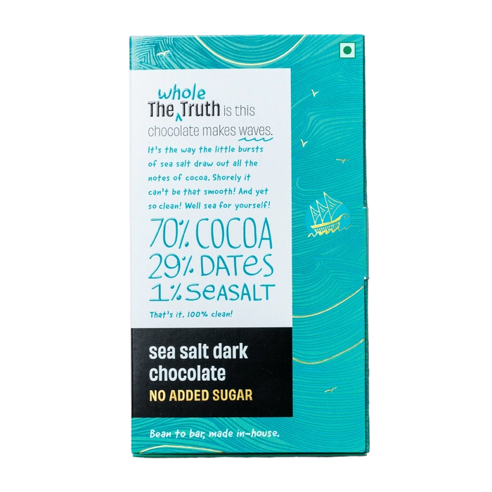 Sea Salt Dark Chocolate Sweetened with Dates - Pack of 1 | The Whole Truth