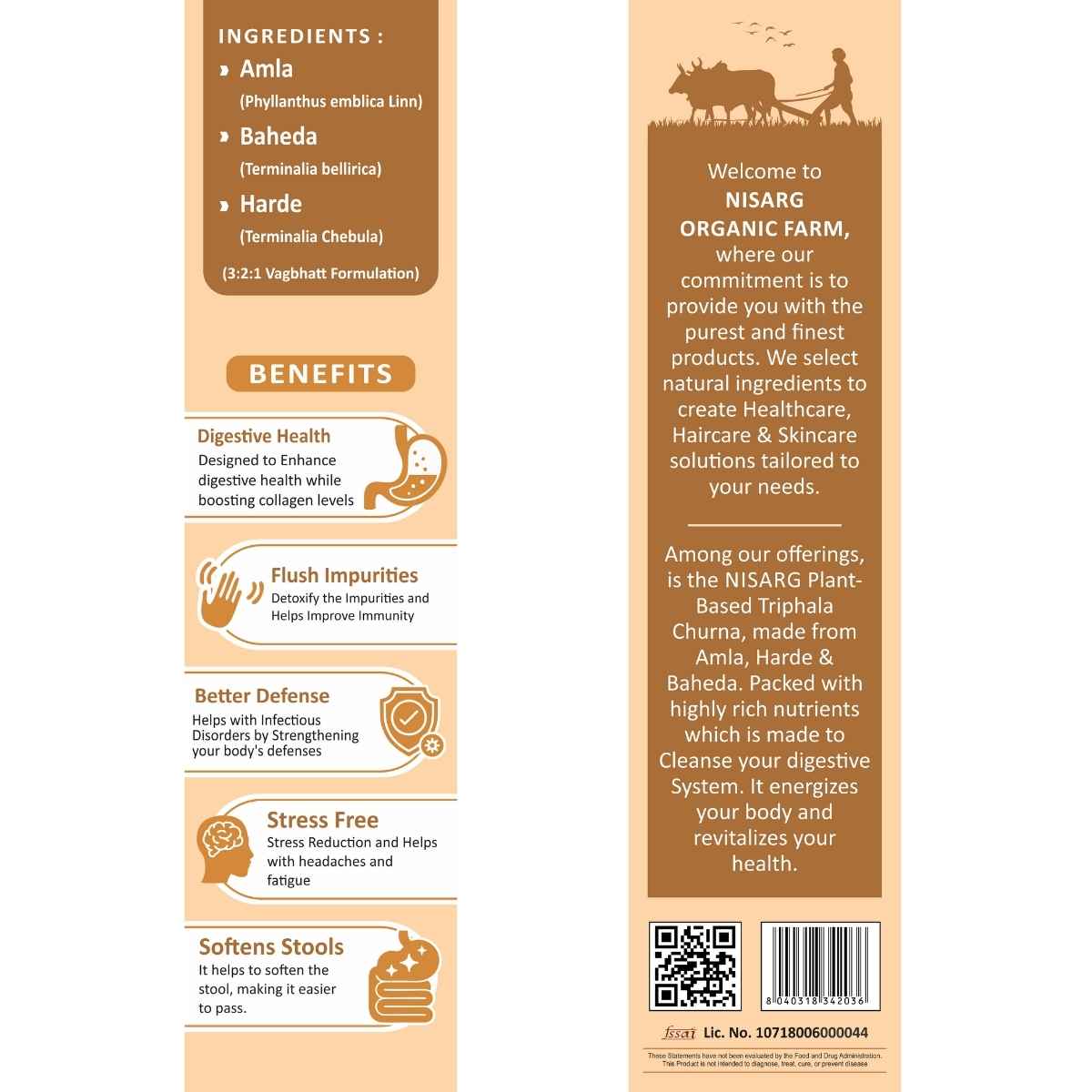 Organic Triphala Powder – For Digestion | Glowing Skin | Weight Loss 100g | Nisarg Organic Farm