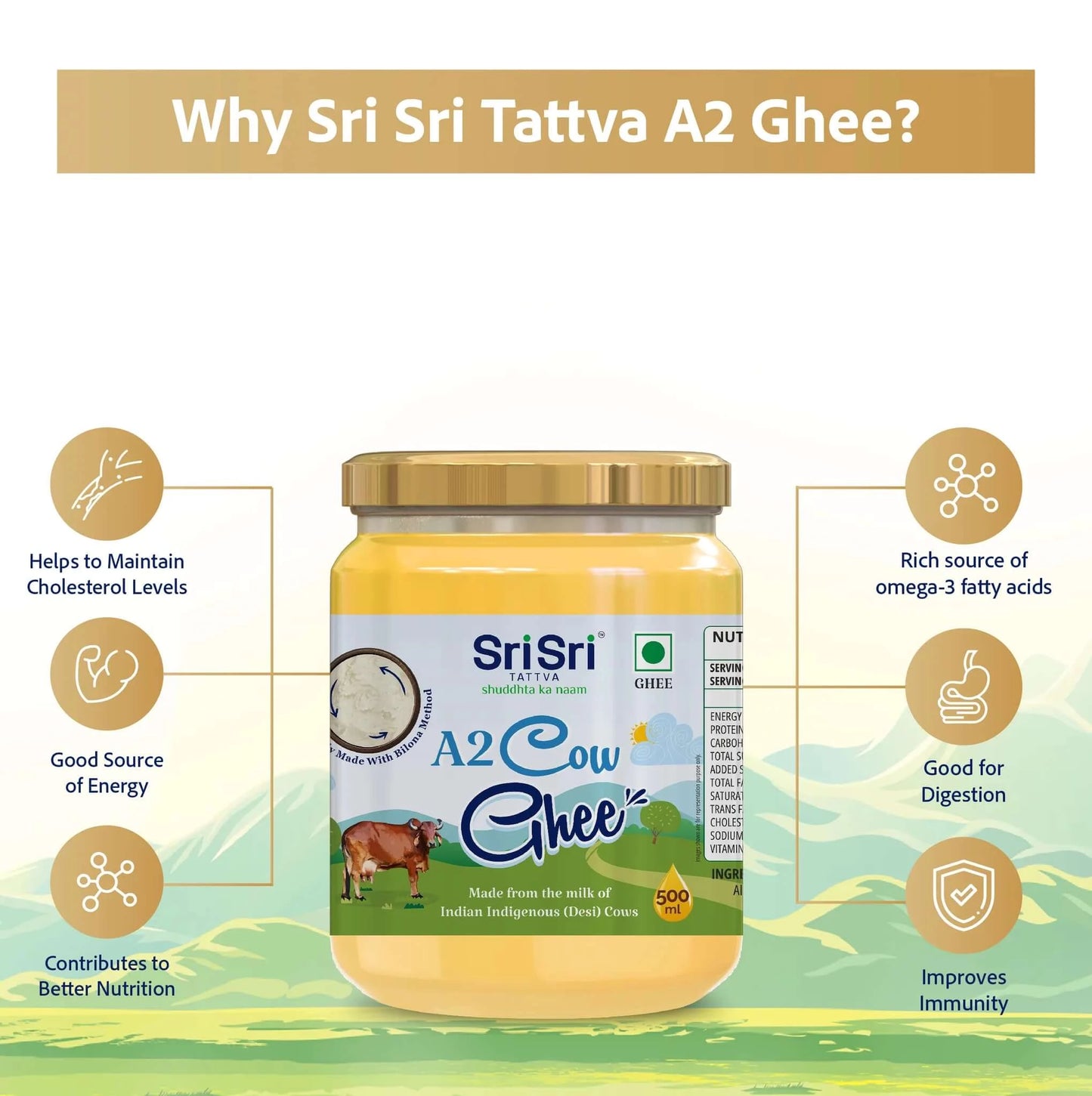A2 Cow Ghee 500ml | Sri Sri Tattva