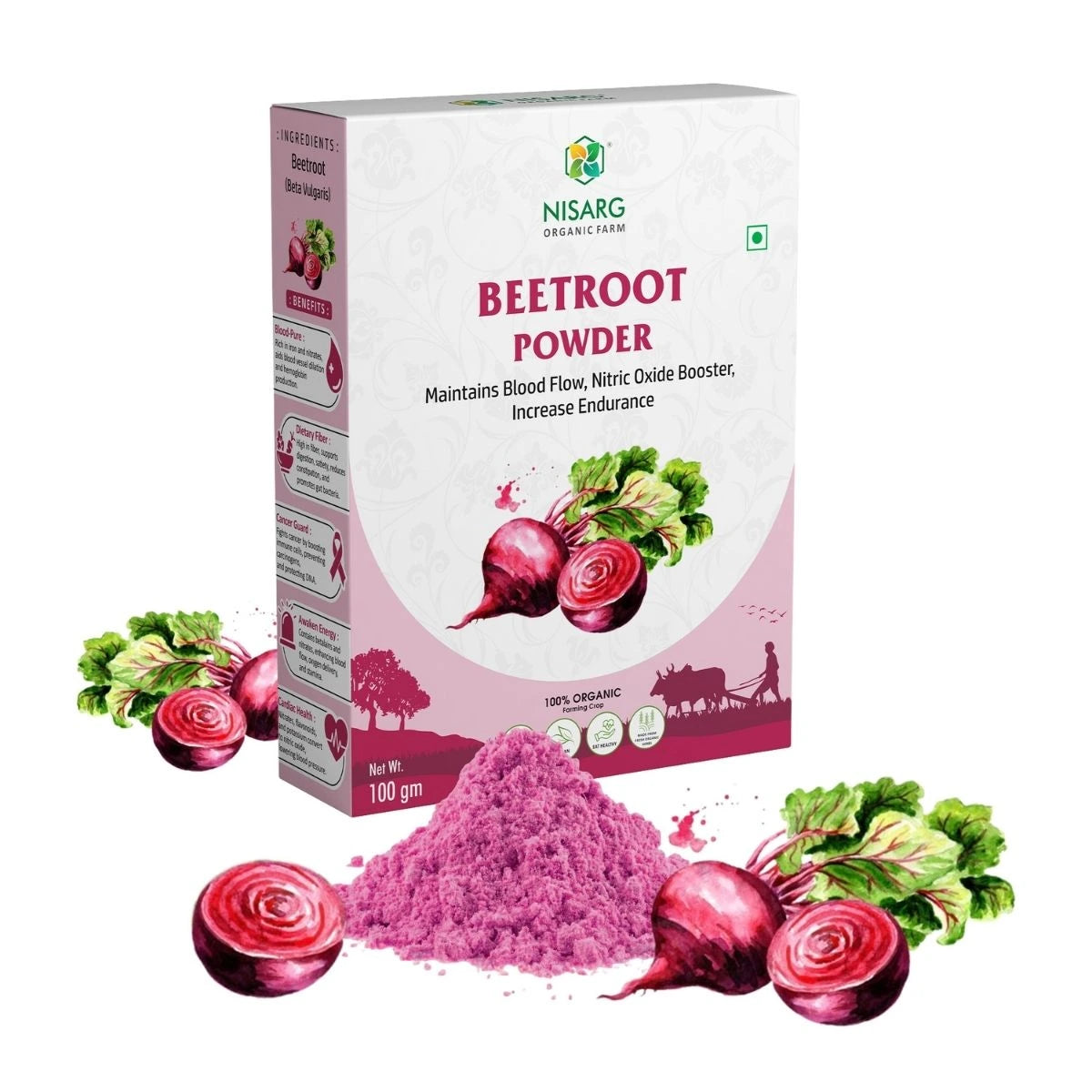 Organic Beet Root Powder 100g | Nisarg Organic Farm