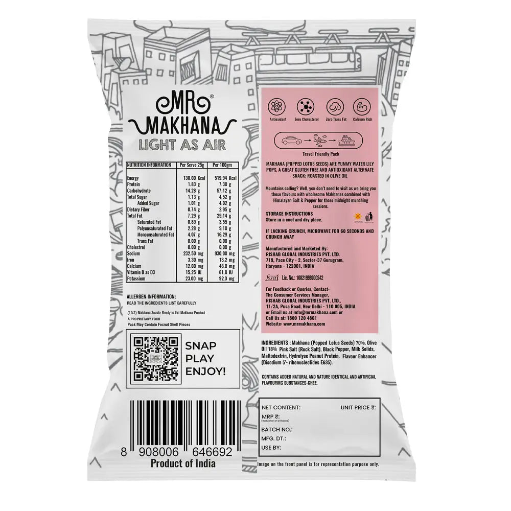 Makhana Himalayan Salt & Pepper 65g | Mr Makhana - snacks