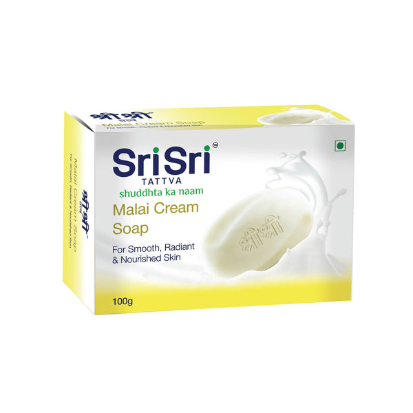 Malai Cream Soap - Relaxes, Refreshes & Rejuvenates, 100g | Sri Sri Tattva