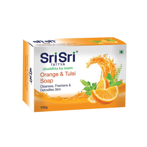 Orange & Tulasi Soap - Cleanses,Freshens & Detoxifies Body, 100g | Sri Sri Tattva