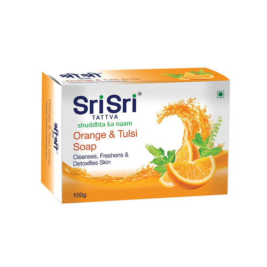 Orange & Tulasi Soap - Cleanses,Freshens & Detoxifies Body, 100g | Sri Sri Tattva