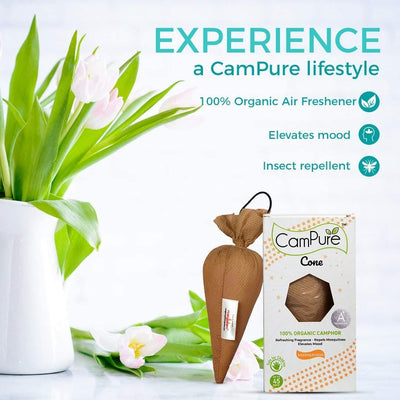 Mangalam CamPure Camphor Cone (Sandalwood) Pack Of 2 - Room, Car and Air Freshener & Mosquito Repellent