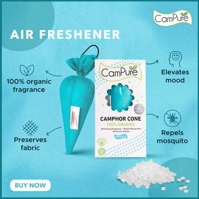 Mangalam CamPure Camphor Cone (Combo) Pack Of 5 - Room, Car and Air Freshener & Mosquito Repellent