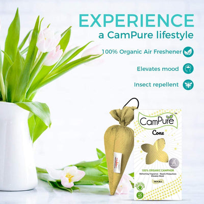 New Mangalam CamPure Camphor Cone (Mogra) Pack Of 2 - Room, Car and Air Freshener & Mosquito Repellent