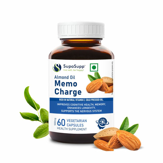 SupaSupp Almond Oil Memo Charge | 60 Cap | Sri Sri Tattva