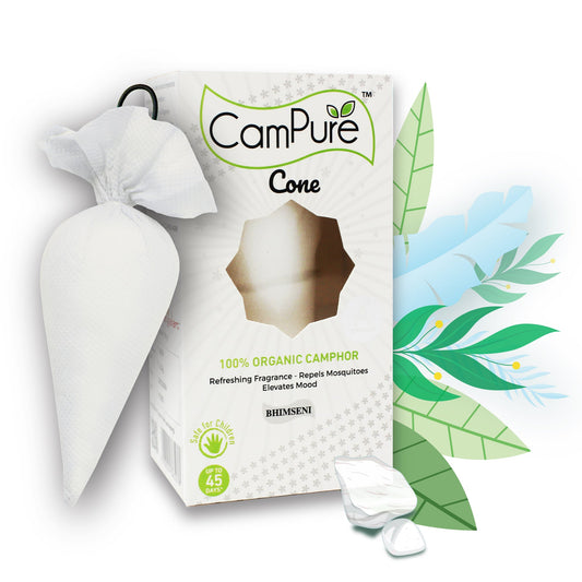 Mangalam CamPure Camphor Cone (Bhimseni) Pack Of 2 - Room, Car and Air Freshener & Mosquito Repellent