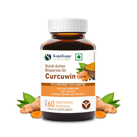 SupaSupp Quick Action Bioperine Oil Curcuwin | 60 Cap | Sri Sri Tattva