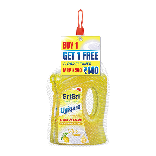 Ujjiyara Floor Cleaner Citric Lemon - Long Lasting Freshness, 500 ml (Buy 1 Get 1) | Sri Sri Tattva