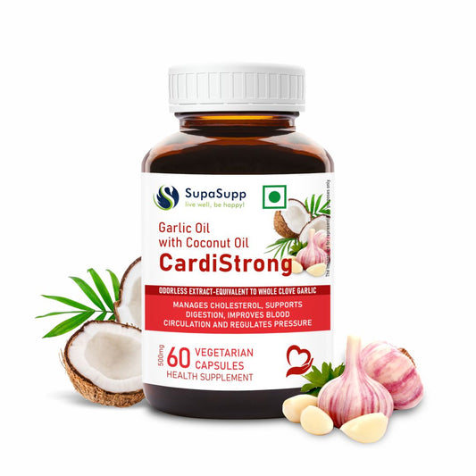 SupaSupp Garlic Oil With Coconut Oil, CardiStrong | 60 Cap | Sri Sri Tattva