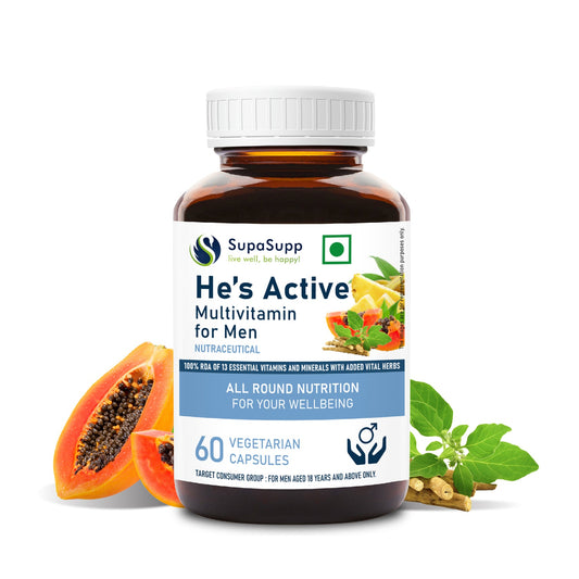 SupaSupp He's Active - Multivitamin For Men | 60 Cap | Sri Sri Tattva