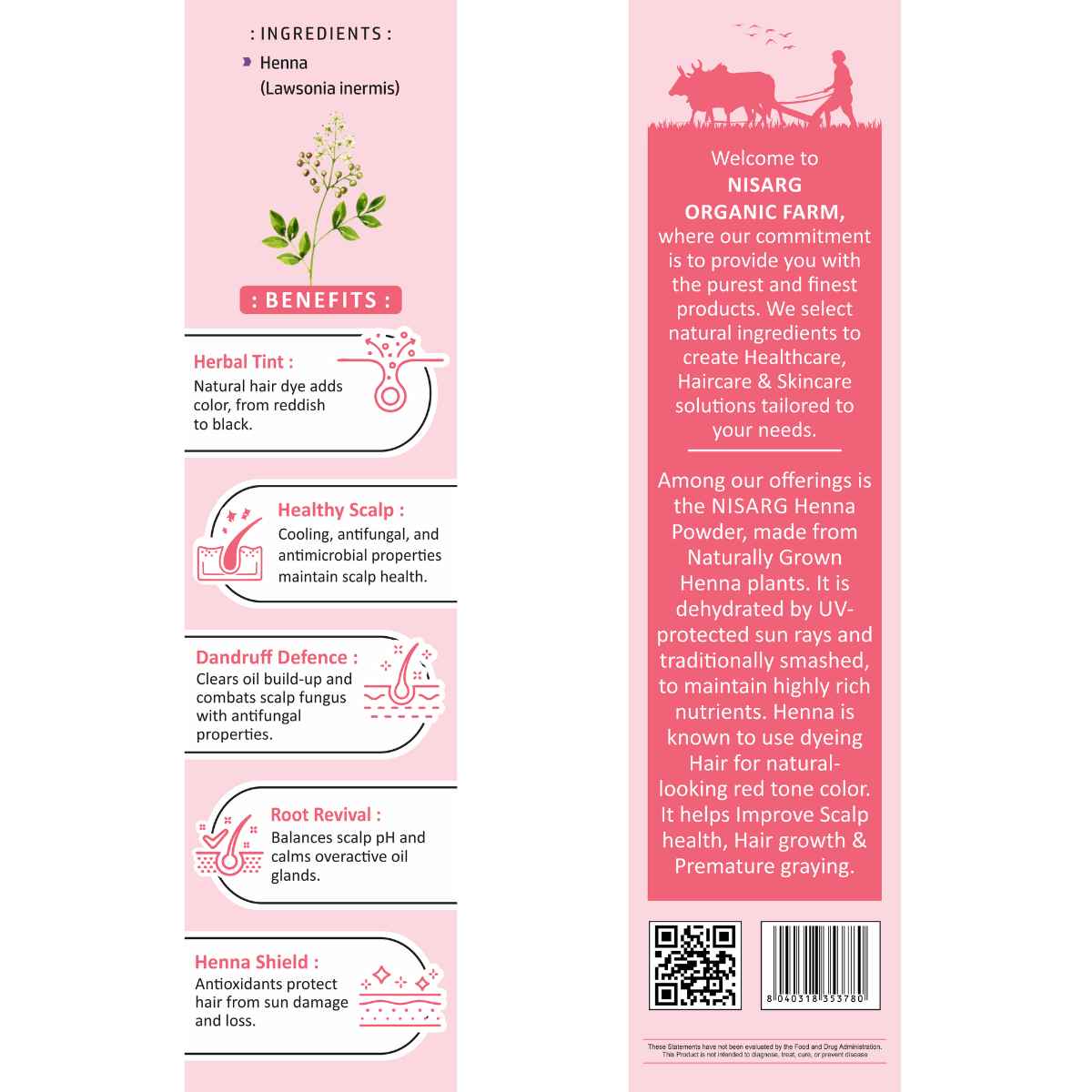 Organic Henna Leaf Powder | Natural & 100% Pure 100g | Nisarg Organic Farm