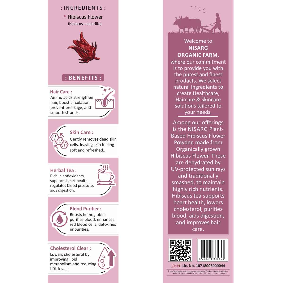 Organic Hibiscus Powder | Hibiscus Flower Powder 100g | Nisarg Organic Farm