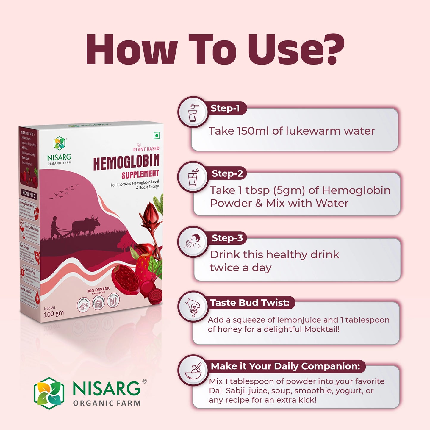Organic Hemoglobin Supplement Powder