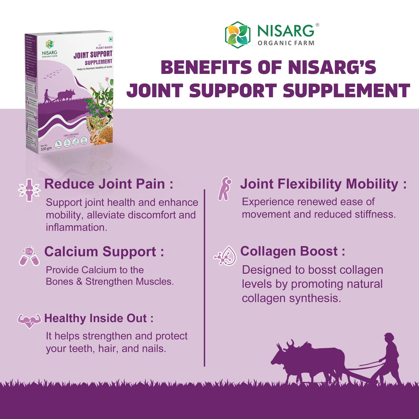 Organic Joint Support Supplements | Supplements for Arthritis 100g | Nisarg Organic Farm