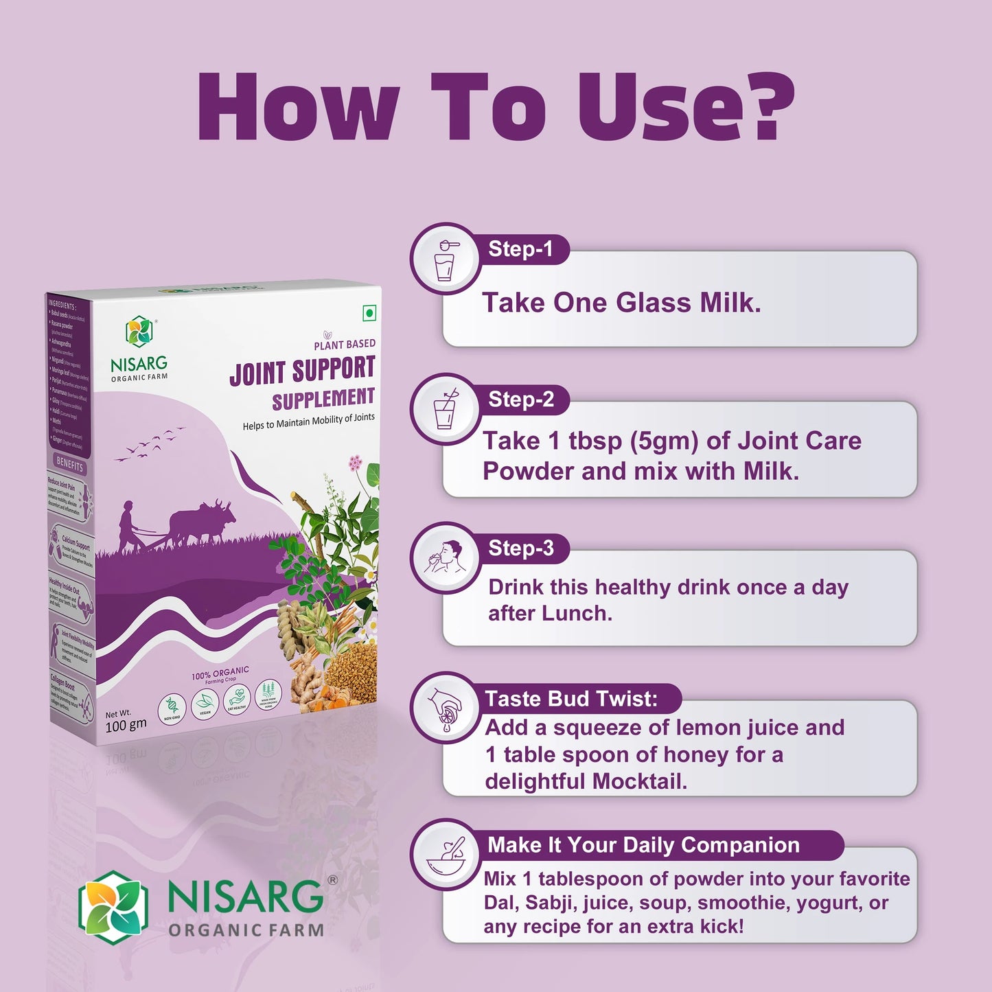 Organic Joint Support Supplements | Supplements for Arthritis 100g | Nisarg Organic Farm