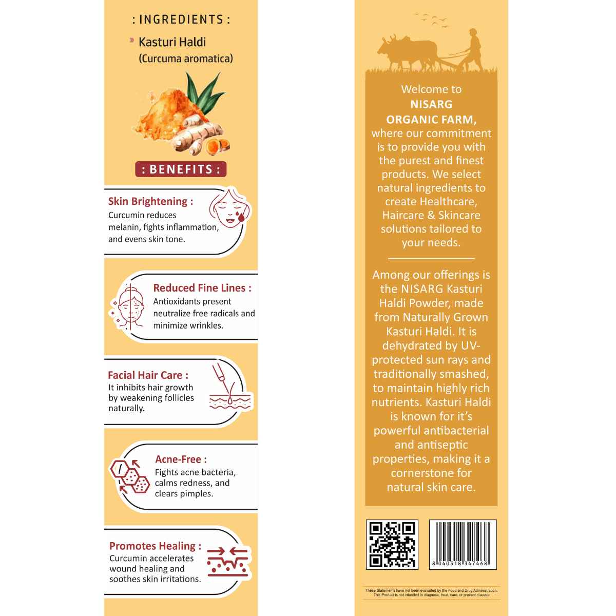 Kasturi Haldi Powder | Organic Turmeric Powder 100g | Nisarg Organic Farm