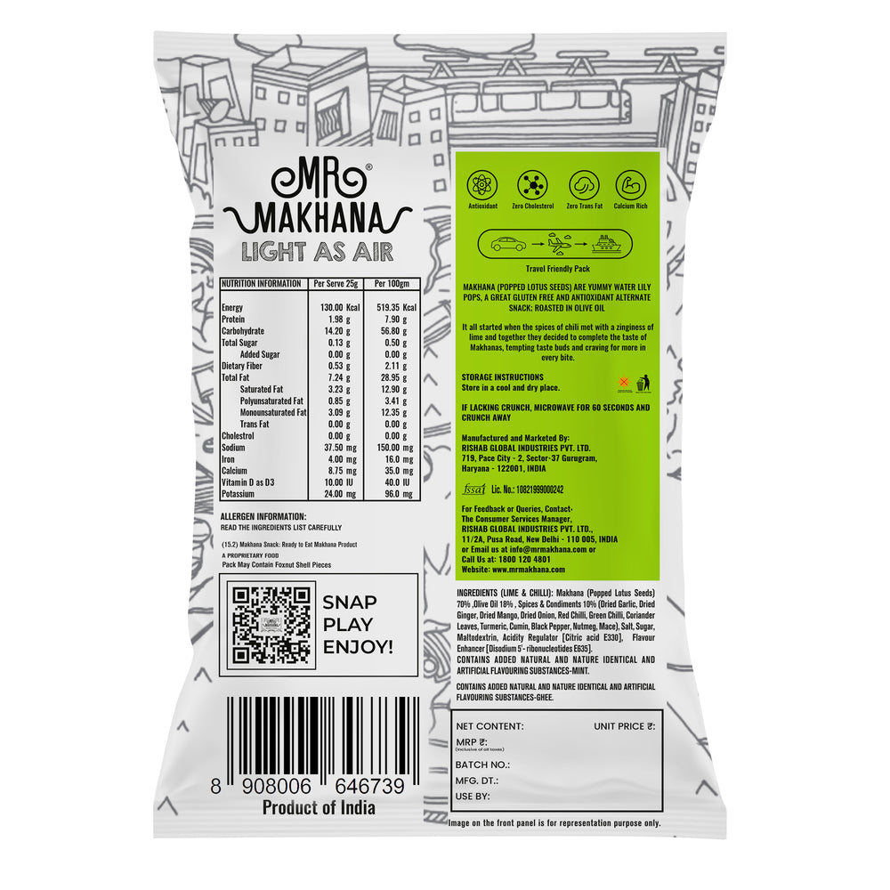 Makhana Lime & Chilli 65g | Mr Makhana