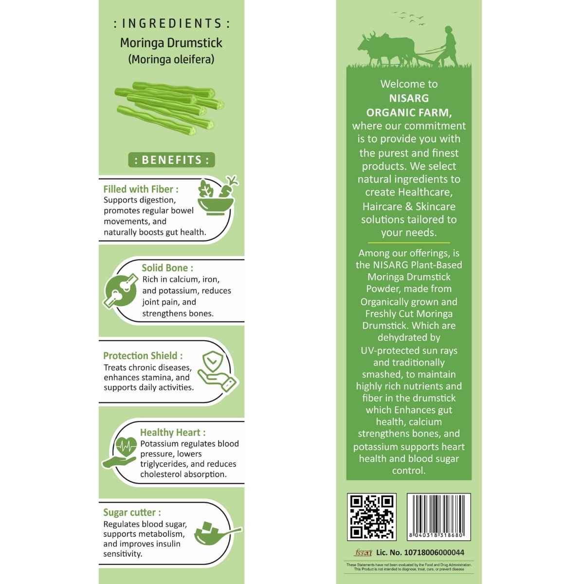 Organic Moringa Drumstick Powder | 100% Naturalc 100g | Nisarg Organic Farm