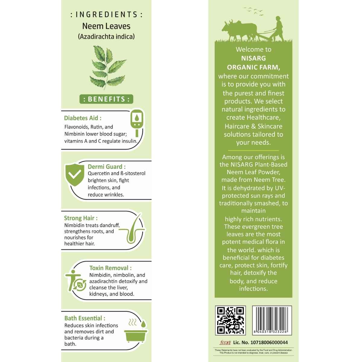 Organic Neem Leaf Powder | Neem Powder For Skin 100g | Nisarg Organic Farm