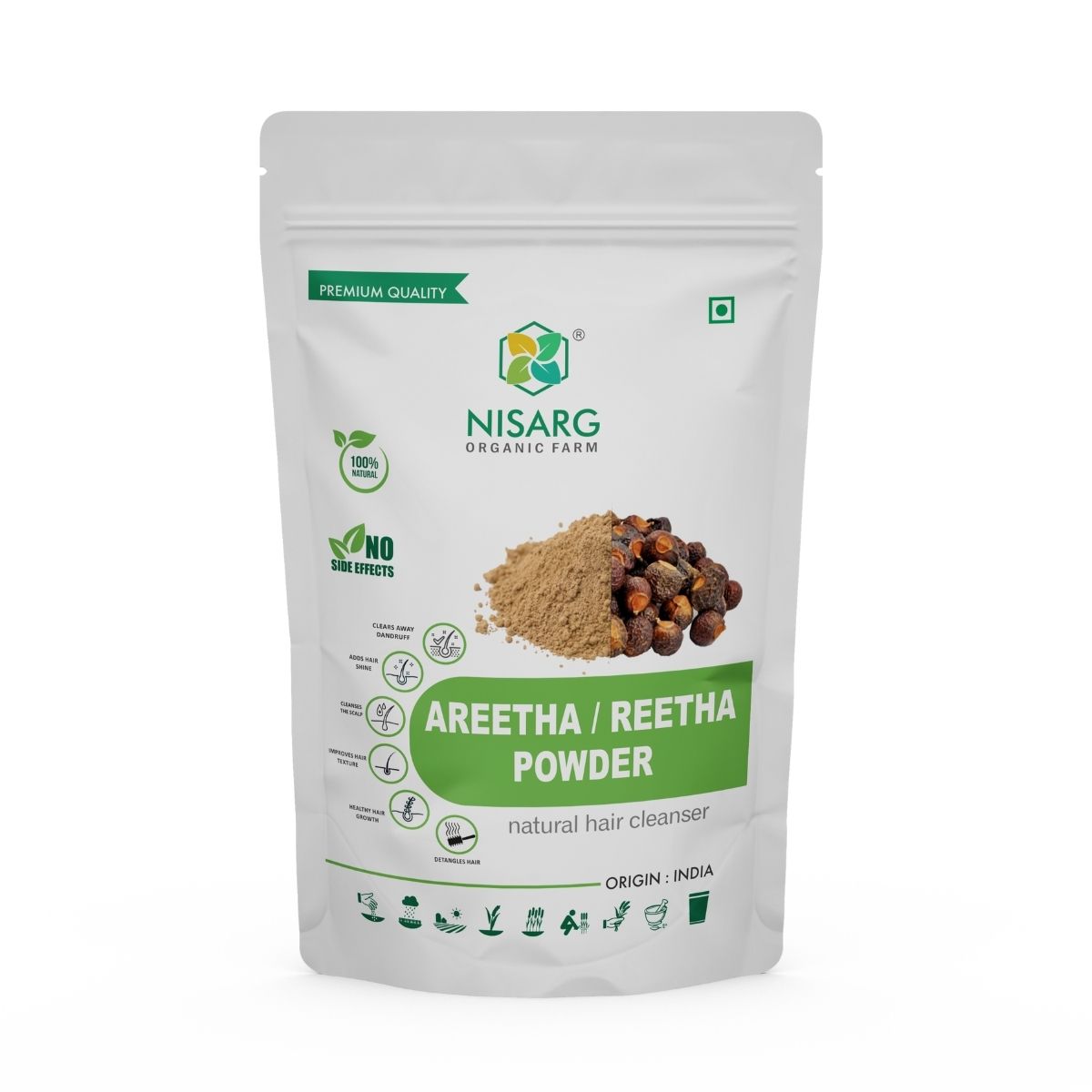 Aretha/ Reetha/ Soapnut Powder 100g | Nisarg Organic Farm