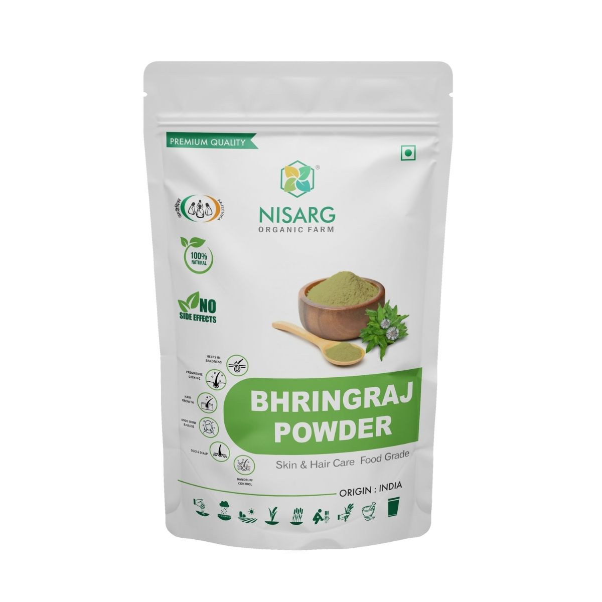 Organic Bhringraj Leaf Powder 100g | Nisarg Organic Farm