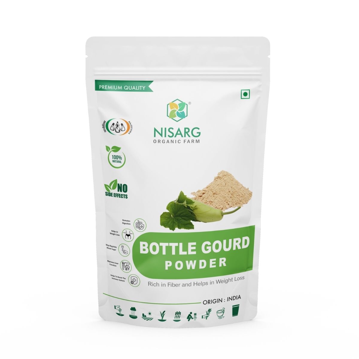 Organic Bottle Gourd Powder | For Healthy Hair 100g | Nisarg Organic Farm