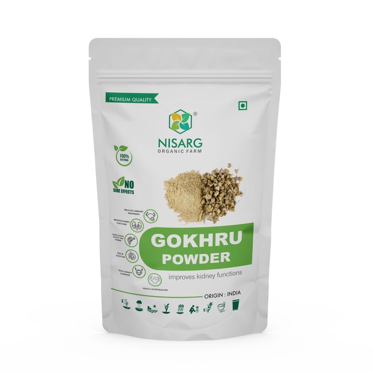 Organic Gokhru Powder | Gokshur Powder 100g | Nisarg Organic Farm