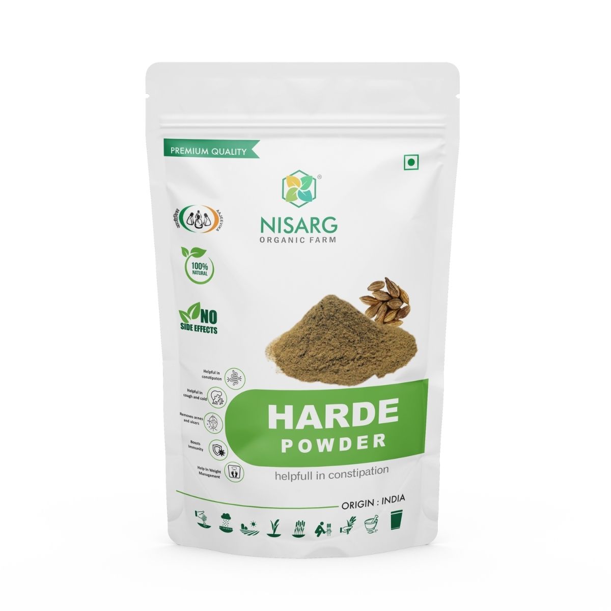 Organic Harde Powder | Haritaki Powder 100g | Nisarg Organic Farm