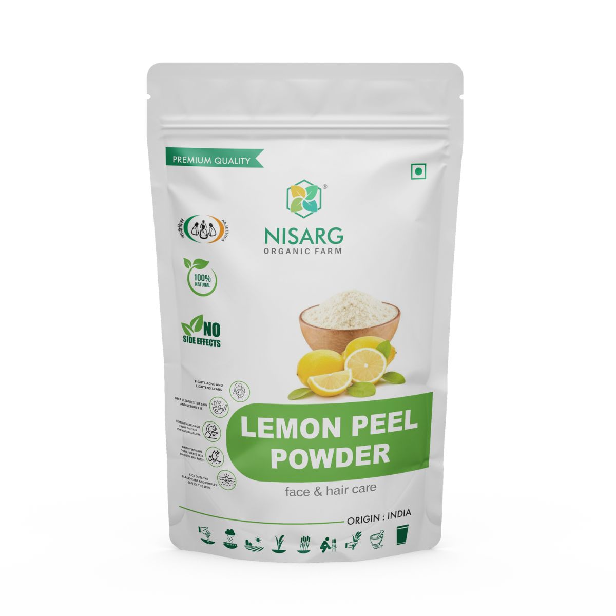 Lemon Peel Powder 100g | Nisarg Organic Farm