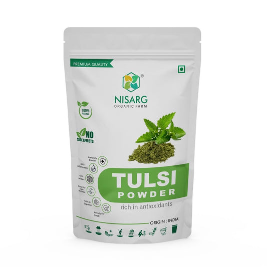 Organic Tulsi Leaf Powder | Basil Powder 100g | Nisarg Organic Farm