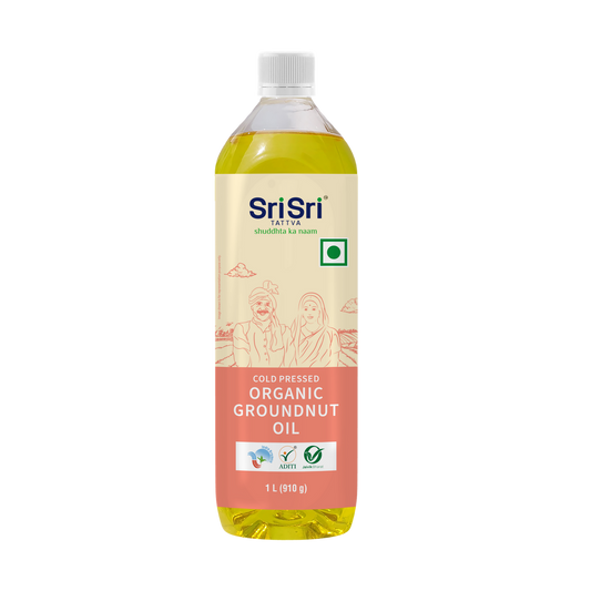 Organic Groundnut Oil Bottle - Cold Pressed | Unrefined | 1L | Sri Sri Tattva