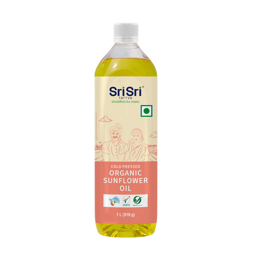 Organic Sunflower Oil Bottle - Cold Pressed | Unrefined | 1 L | Sri Sri Tattva