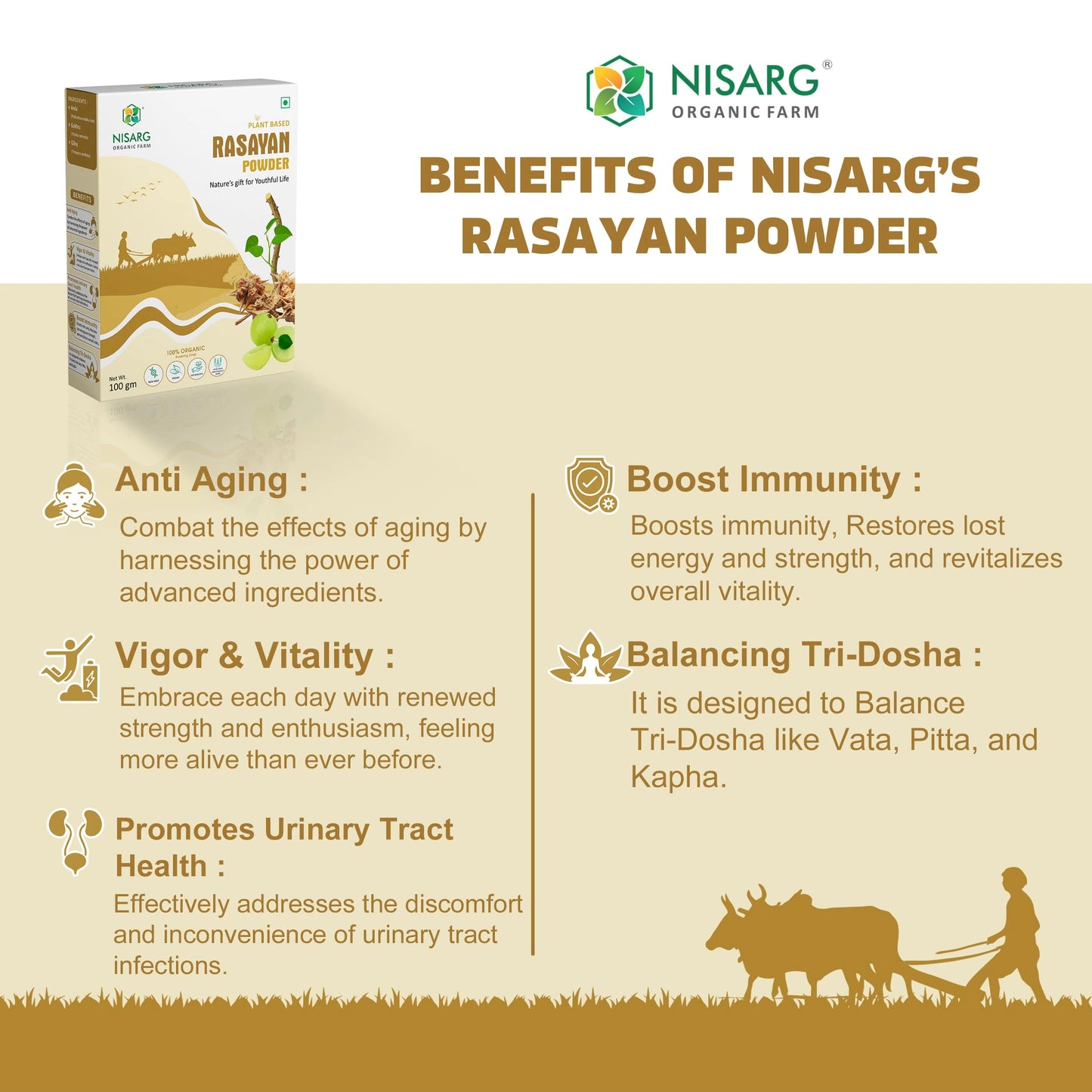 Rasayan Powder (Churna) | Imporve Immune | For Constipation 100g | Nisarg Organic Farm