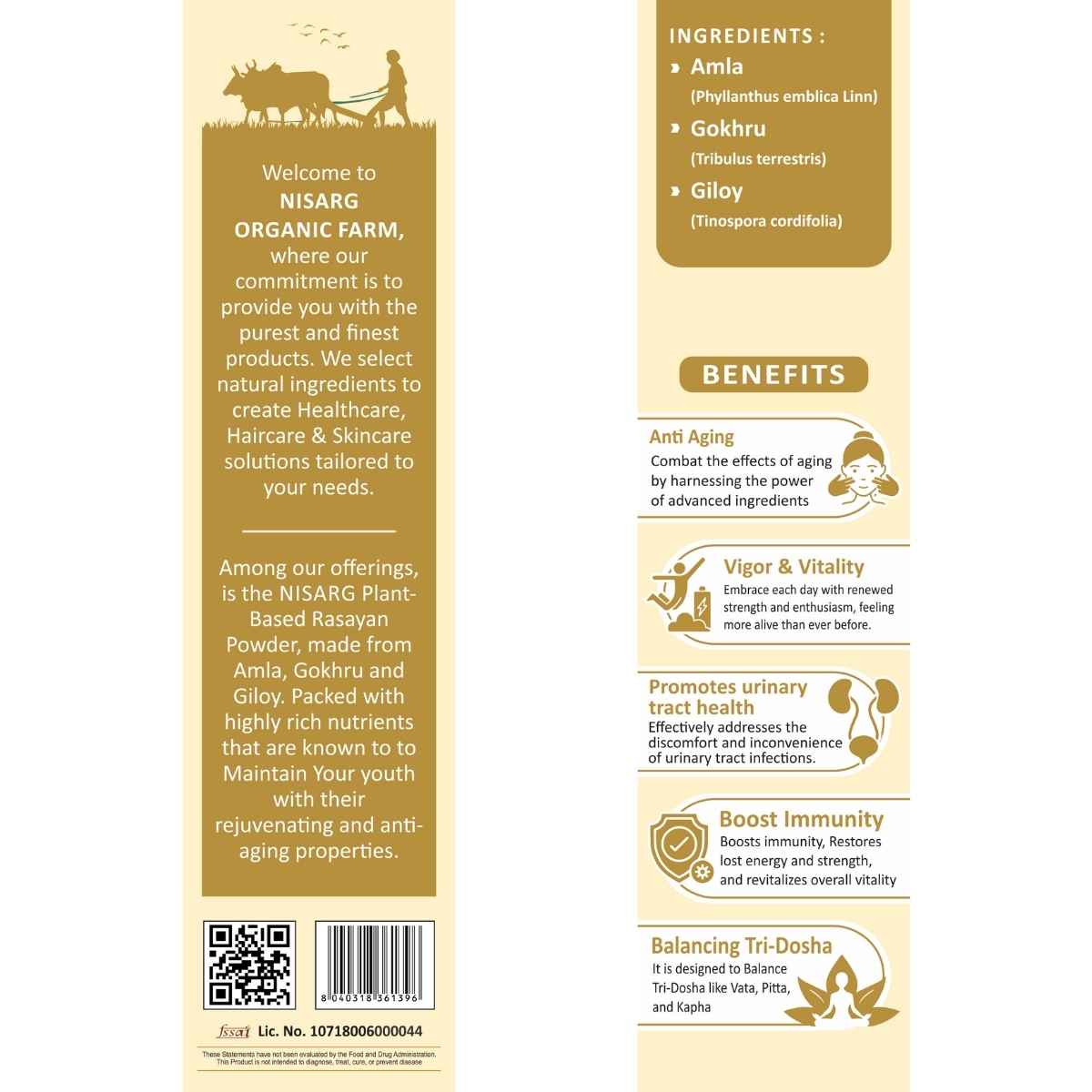 Rasayan Powder (Churna) | Imporve Immune | For Constipation 100g | Nisarg Organic Farm