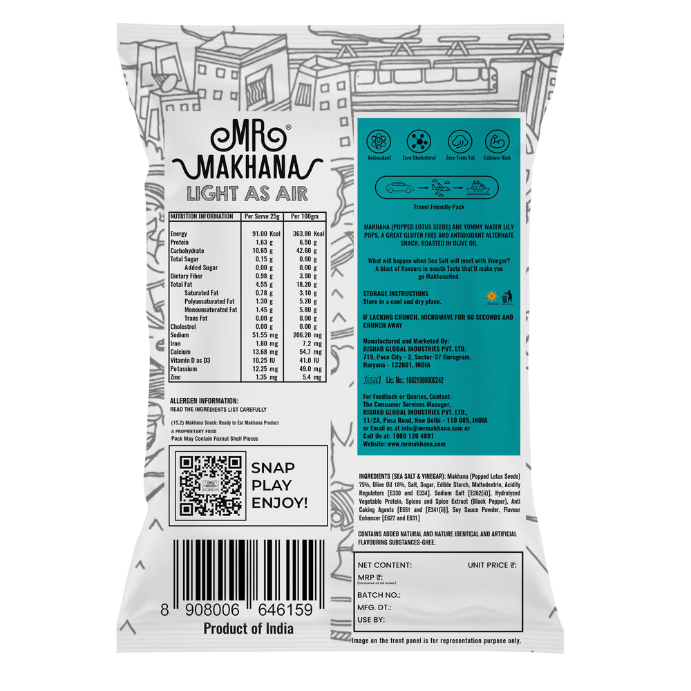 Makhana Sea Salt & Vinegar 75g | Mr Makhana